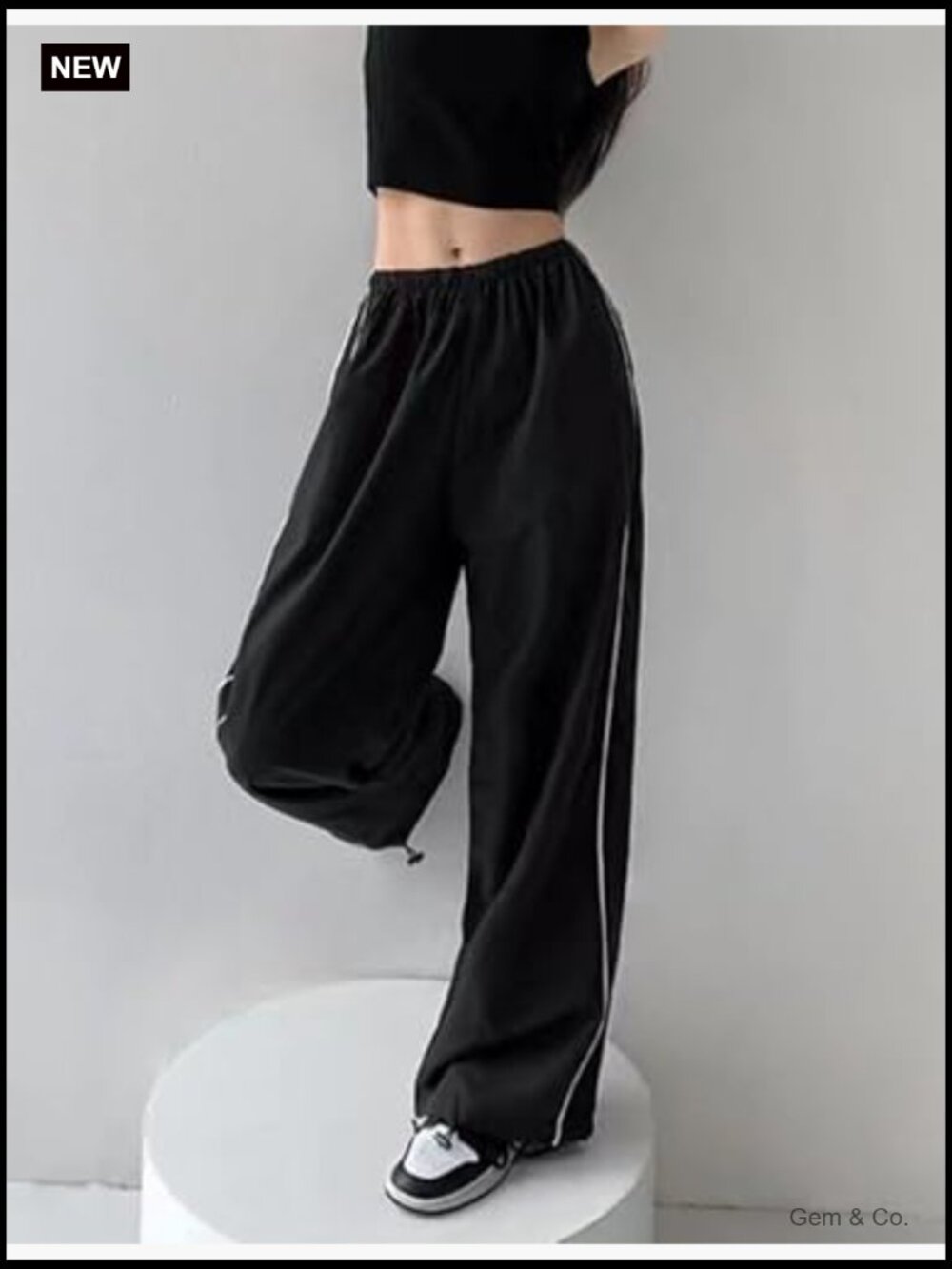 Y2K Parachute Pants Baggy Wide Leg Track Joggers Elastic Waist Sweatpants - Picture 2 of 7